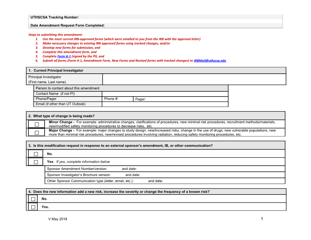 Date Amendment Request Form Completed