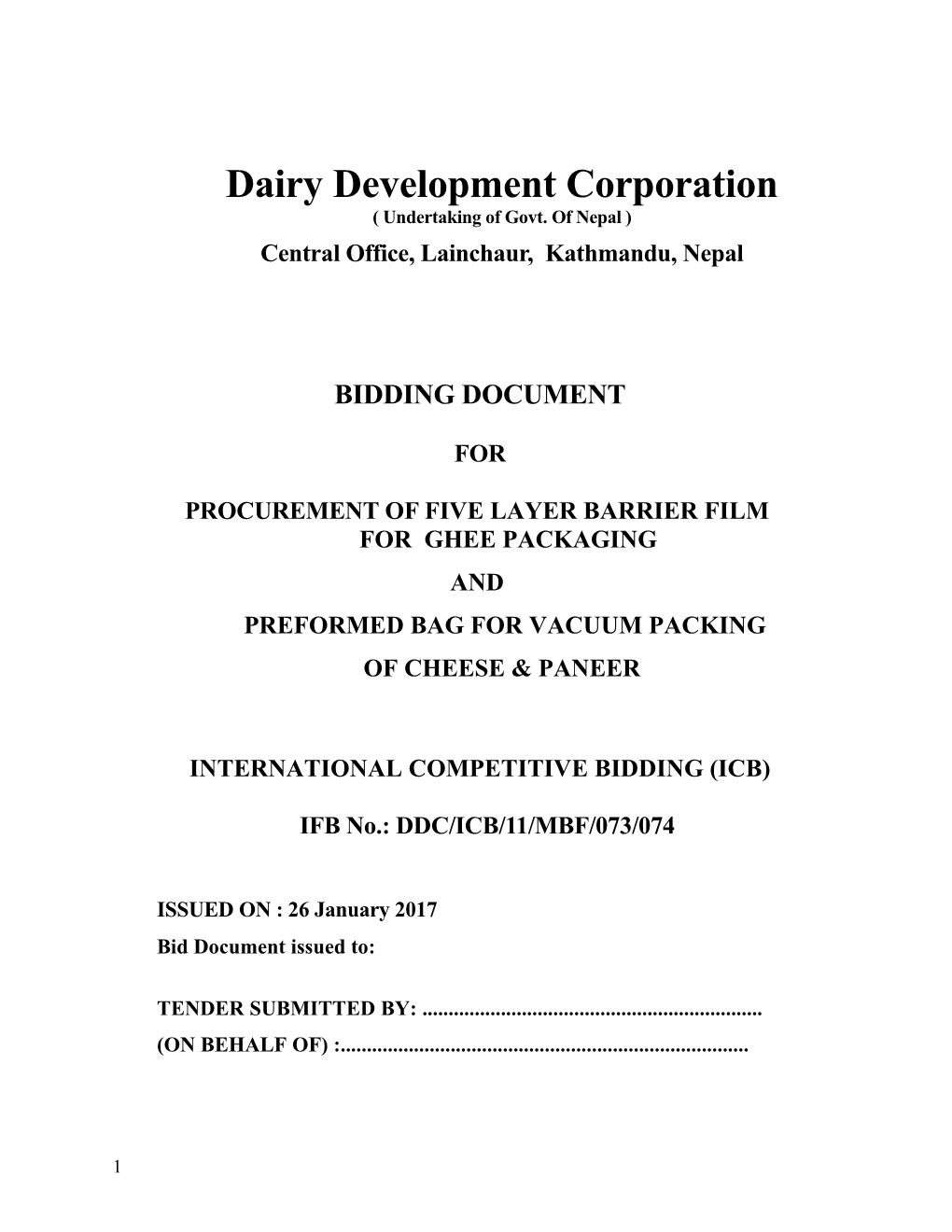 Standard Bidding Documents, Procurement of Goods NCB, 2008 1