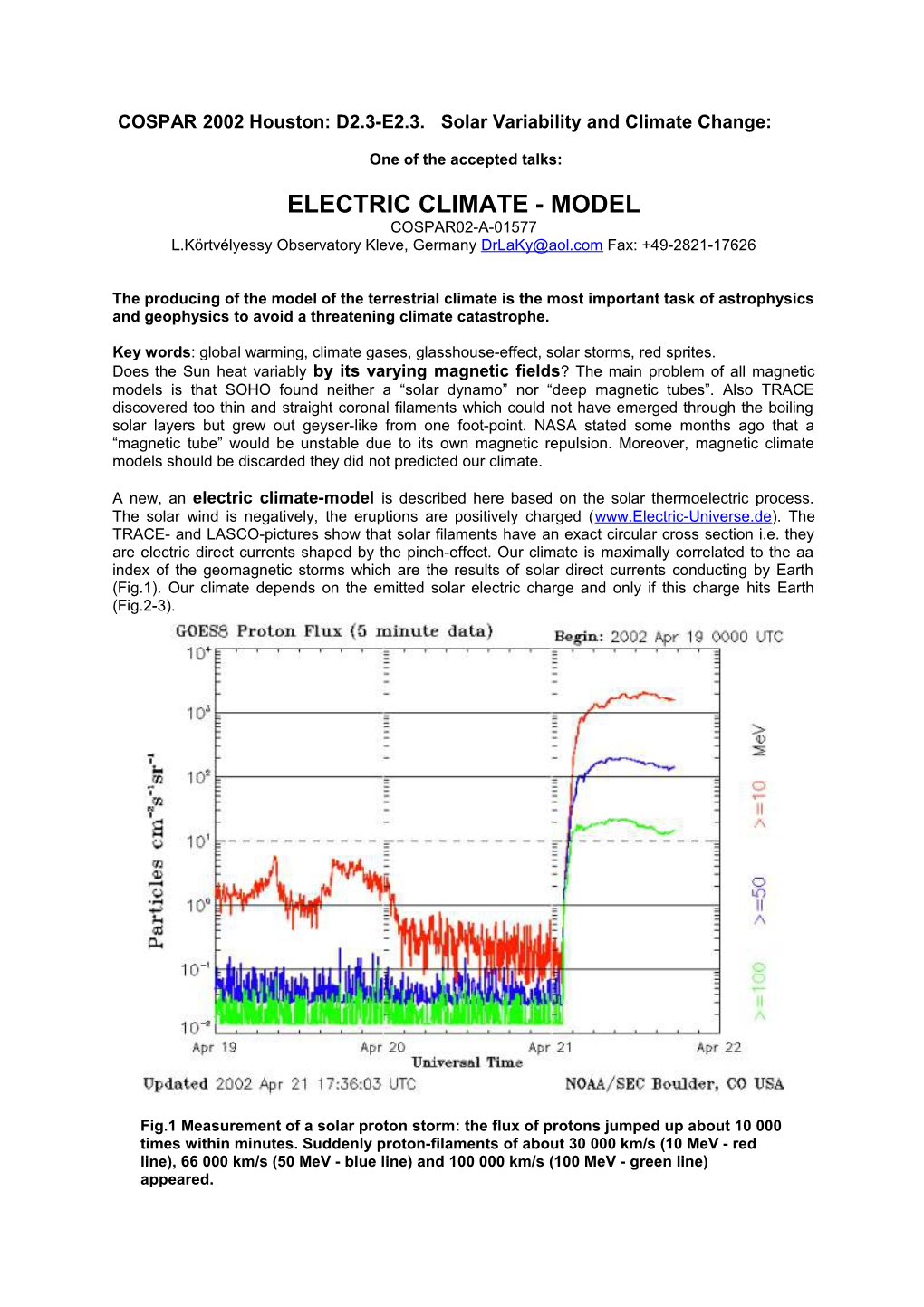 Cospar2002houston: D2.3-E2.3. Solar Variability and Climate Change