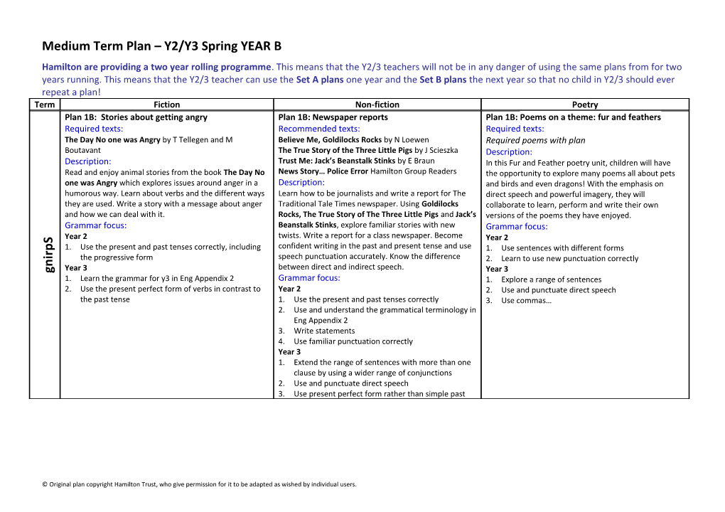 Medium Term Plan Y2/Y3spring YEAR B