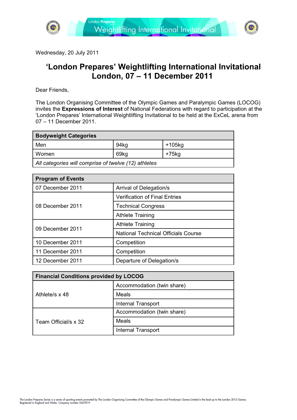 London Prepares Weightlifting International Invitational