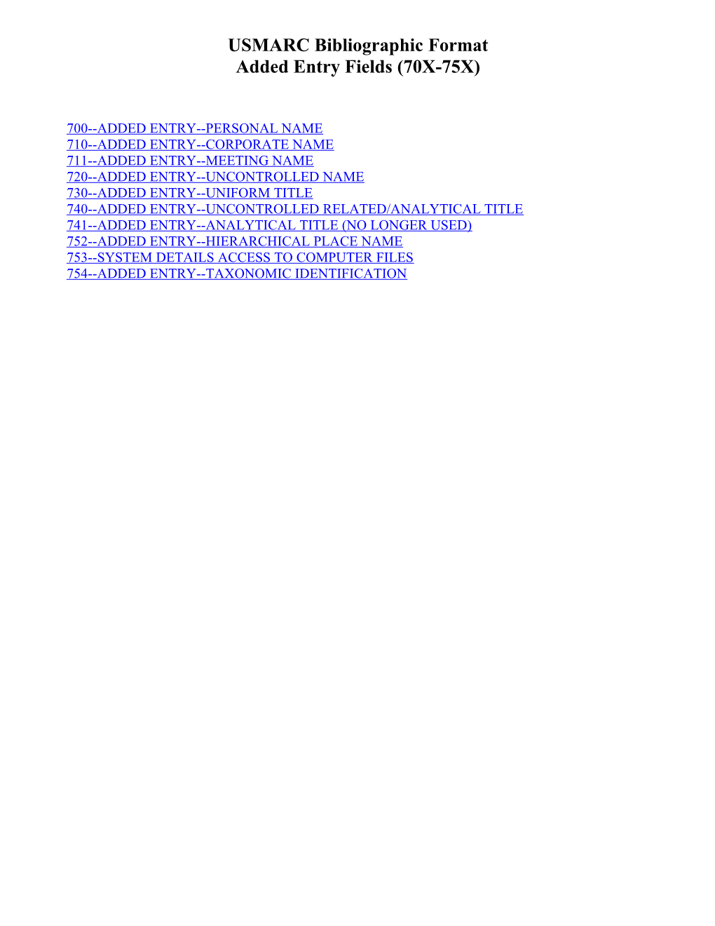 USMARC Bibliographic Format