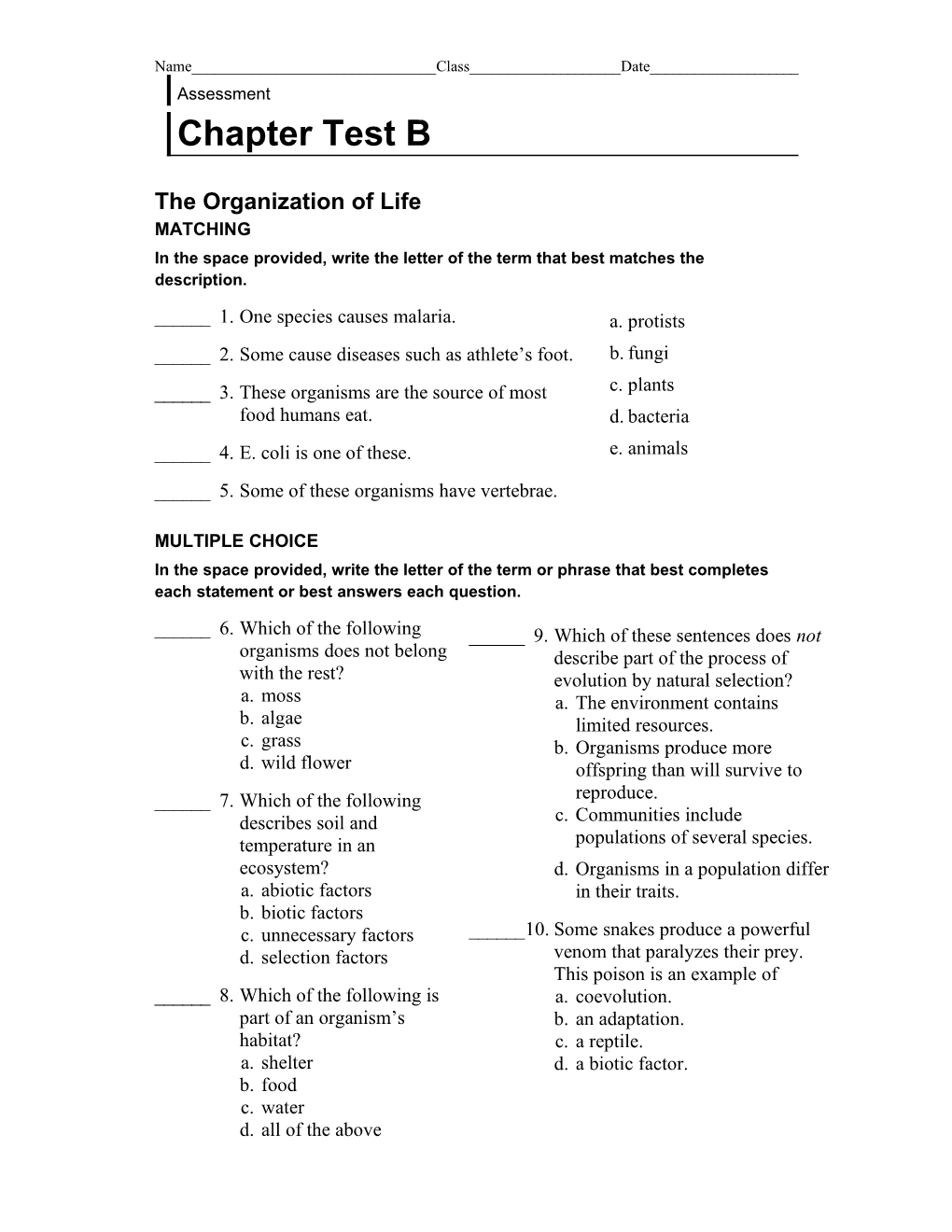 The Organization of Life