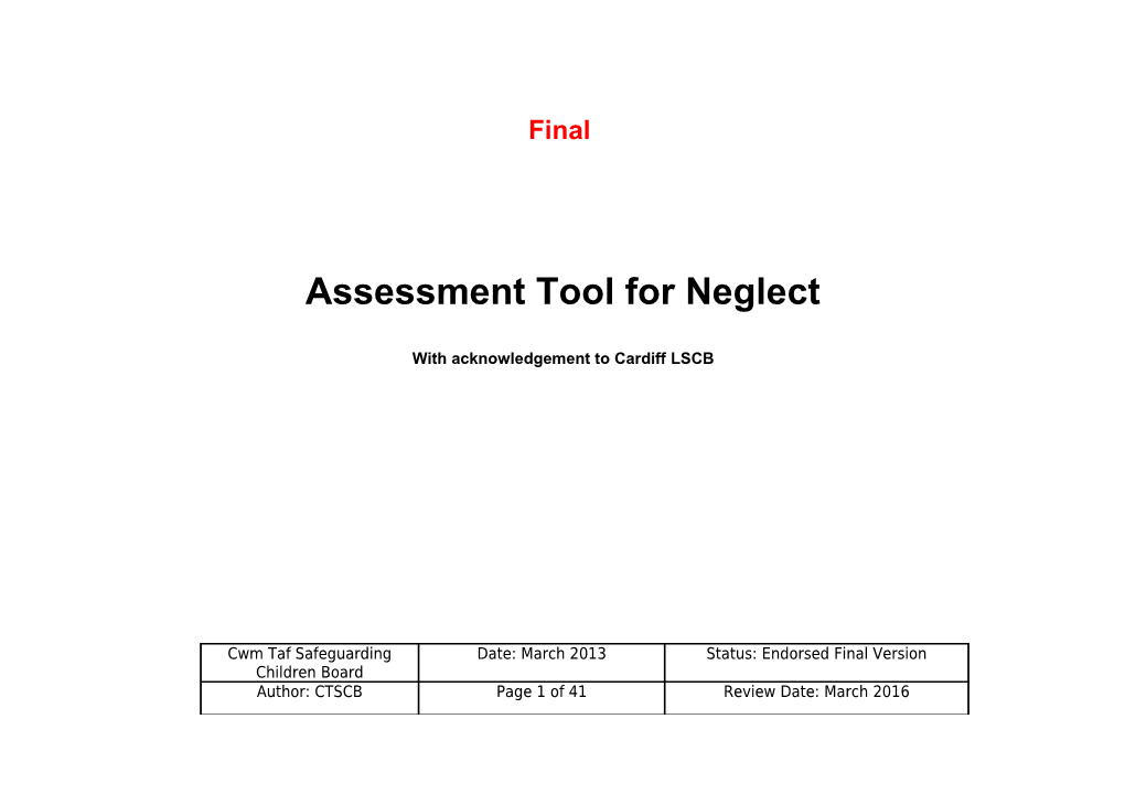 Assessment Tool for Neglect