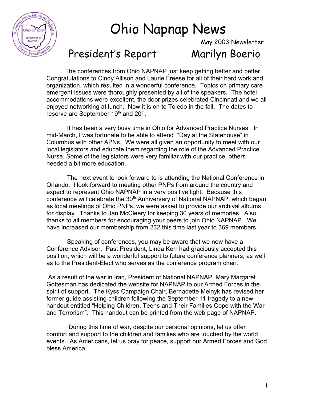 President S Report Marilyn Boerio