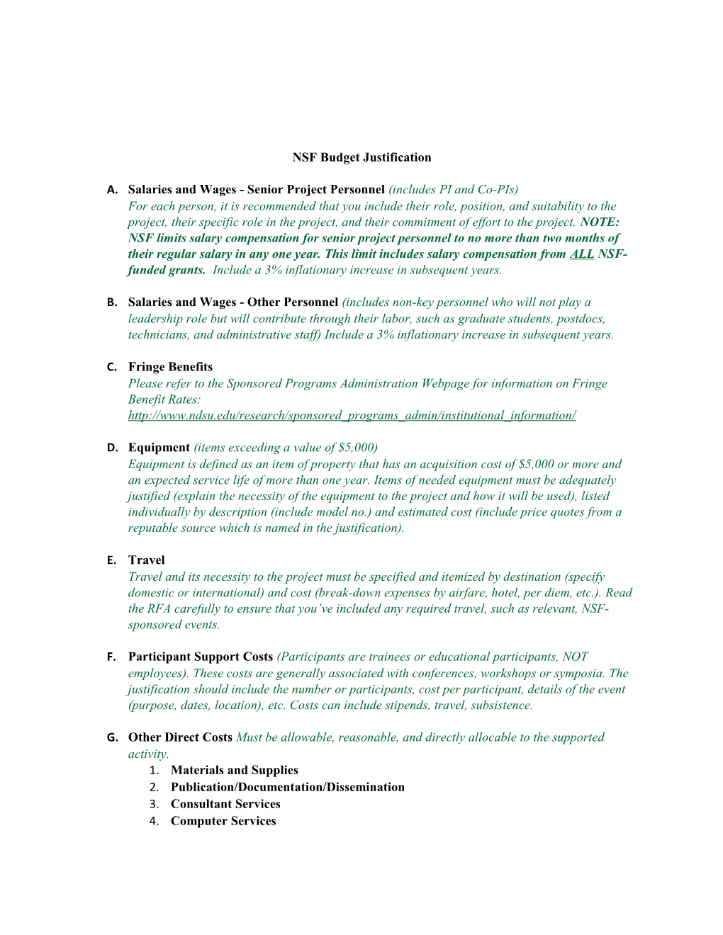 NSF Budget Justification