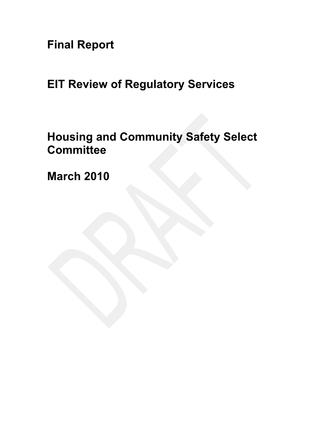 EIT Review of Regulatory Services