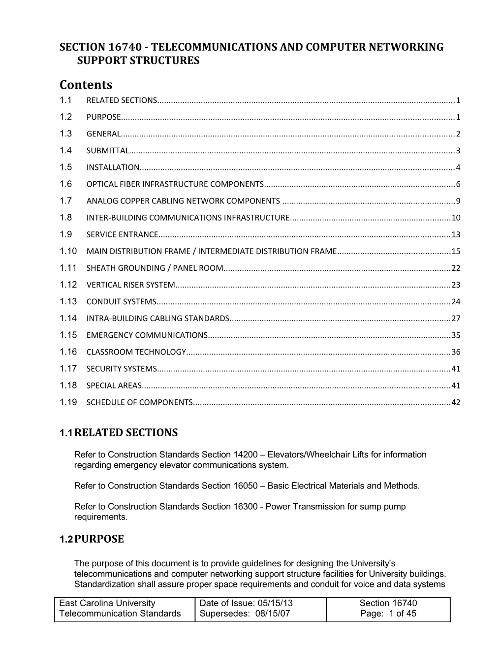 Section 16740 - Telecommunications and Computer Networking Support Structures