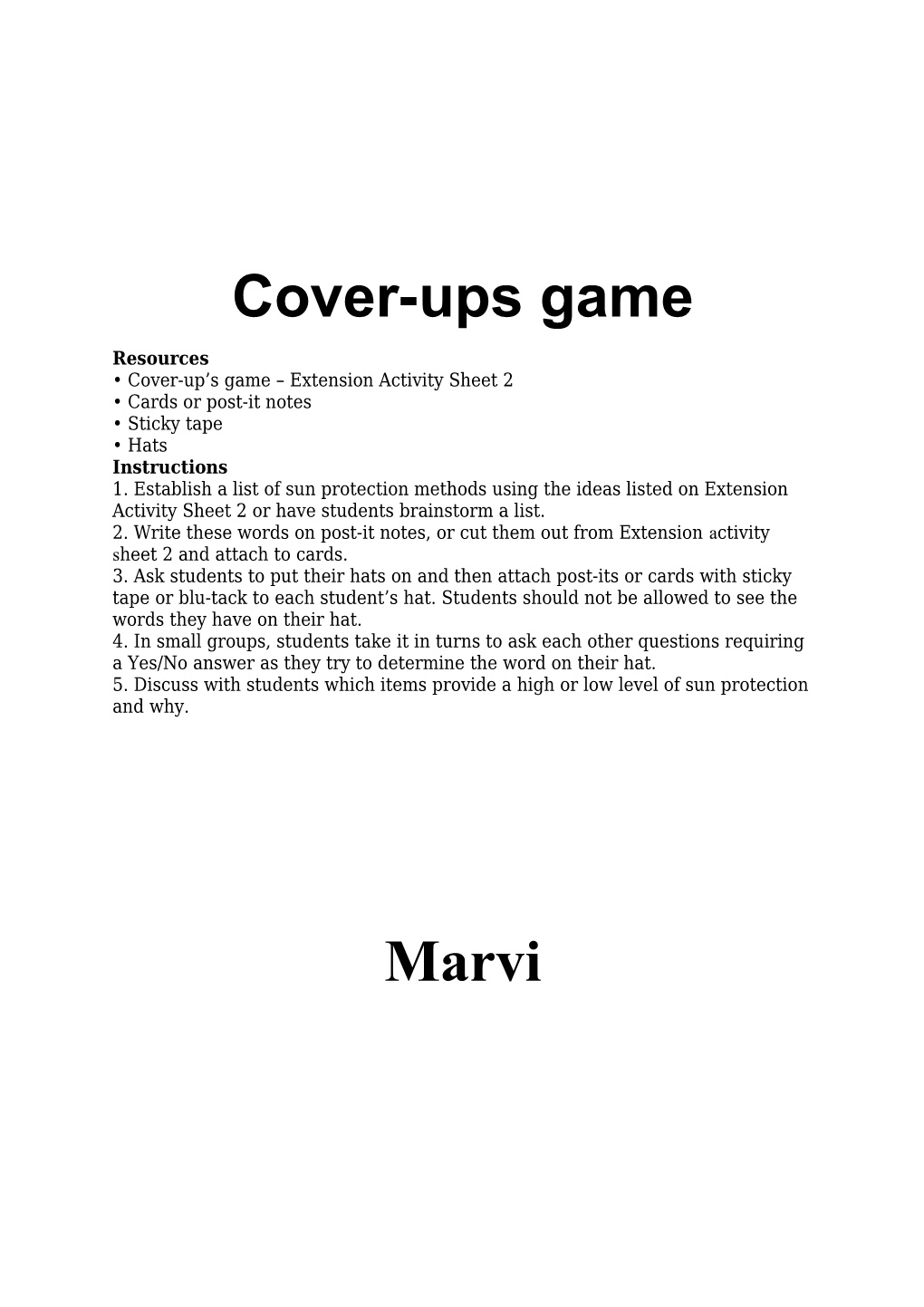 Cover-Up S Game Extension Activity Sheet 2