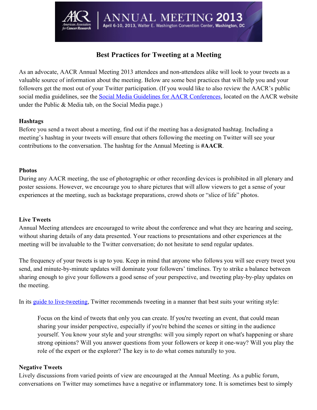 Best Practices for Tweeting at a Meeting