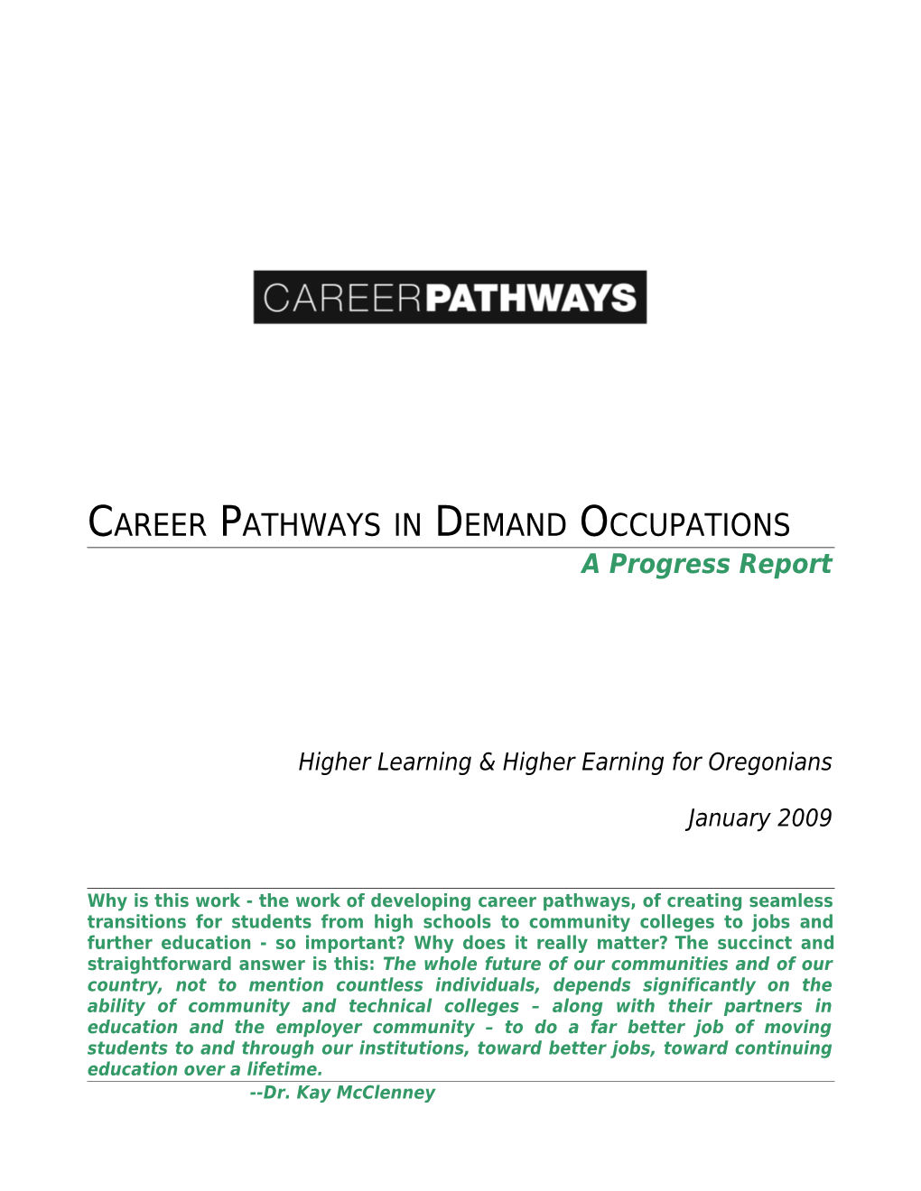 Career Pathways in Oregon