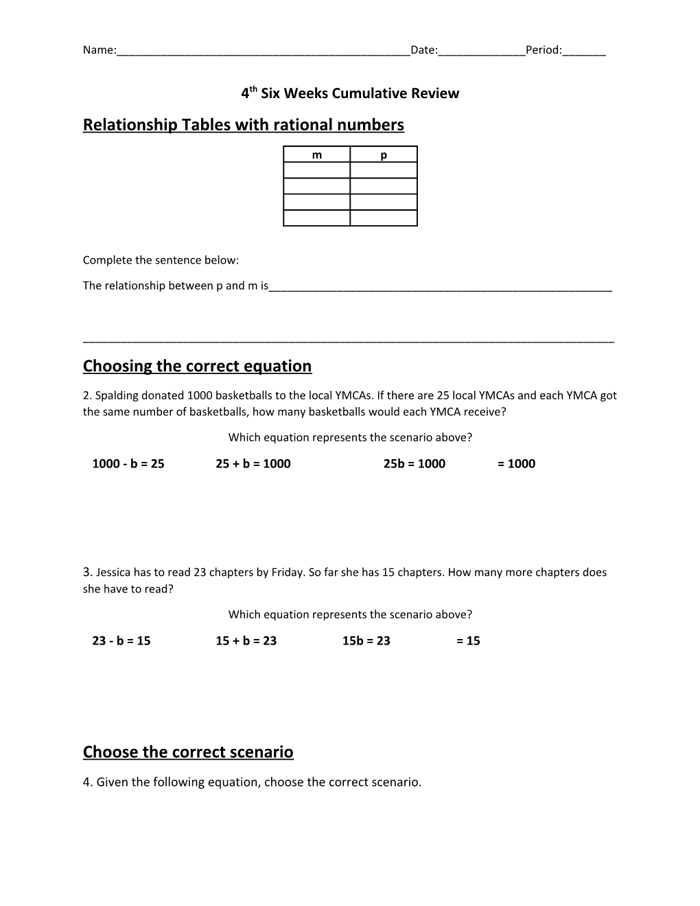 4Th Six Weeks Cumulative Review