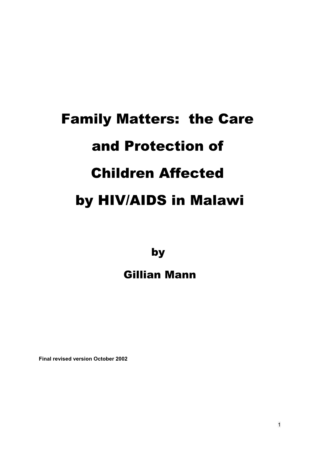 Case Study on the Care and Protection of Children Affected by HIV/AIDS in Malawi