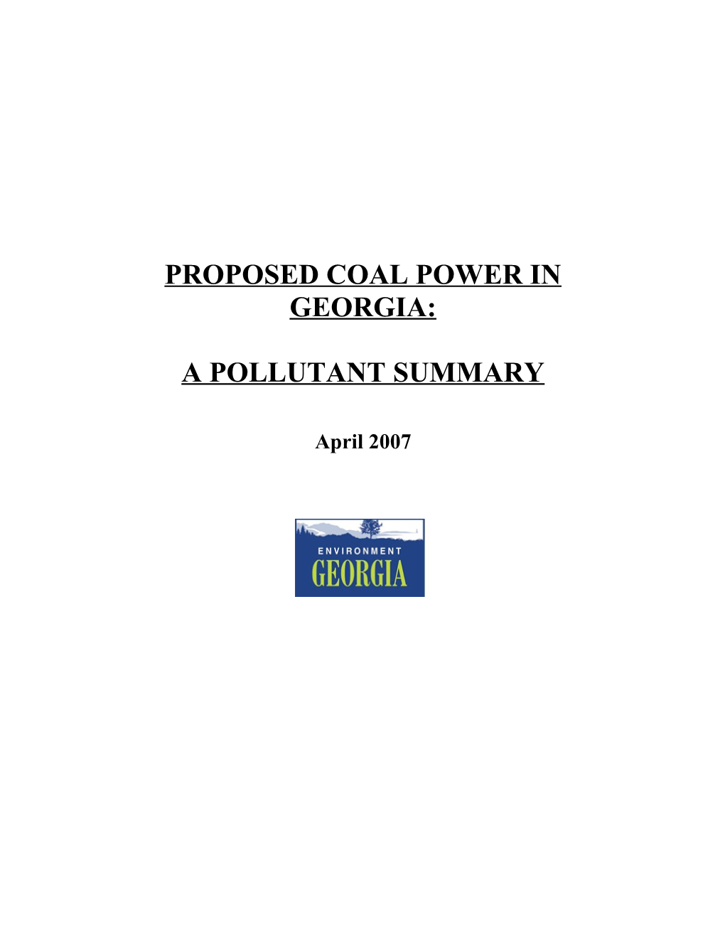 Proposed Coal Power in Georgia