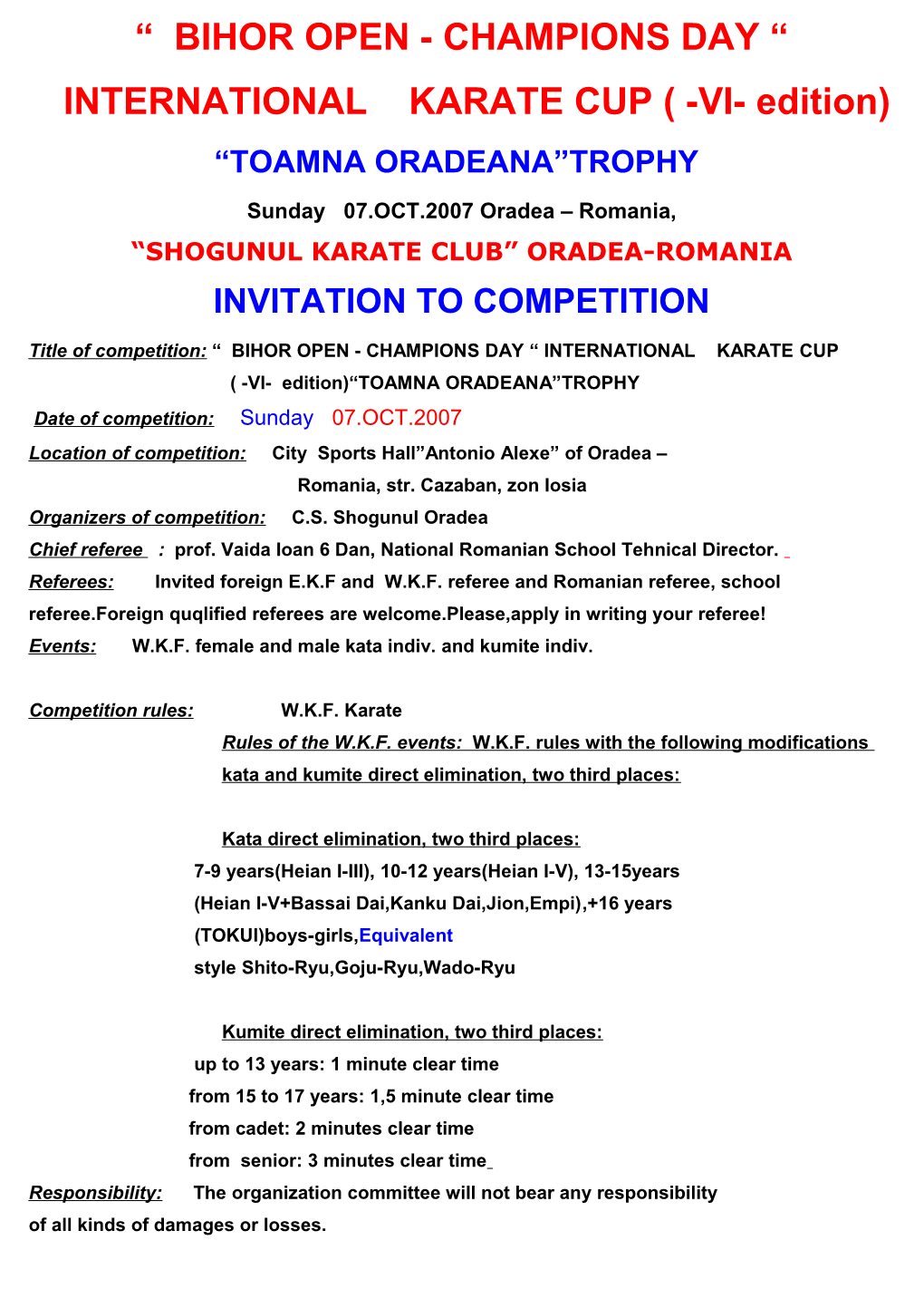 Shogunul International Karate Cup