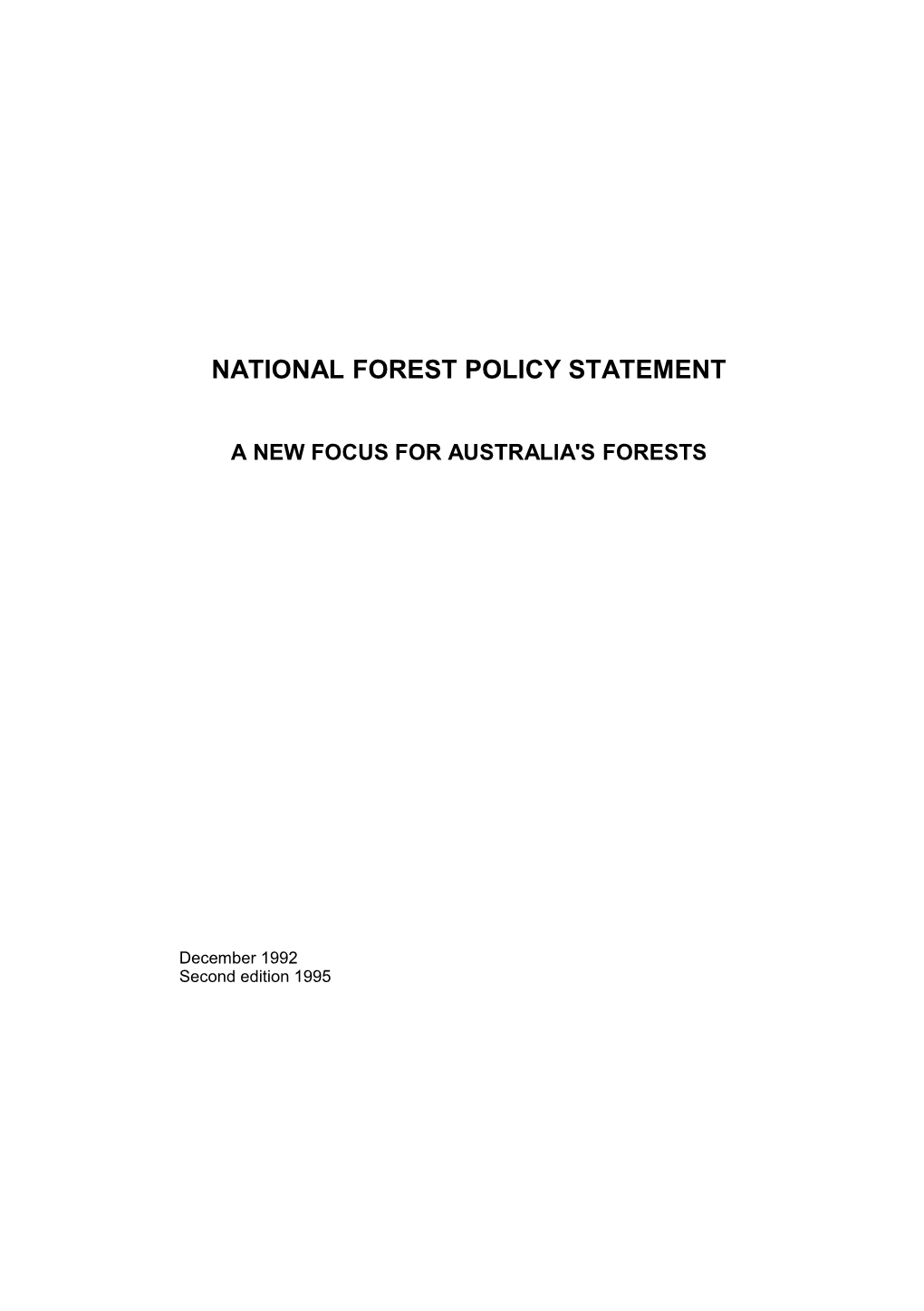 National Forest Policy Statement