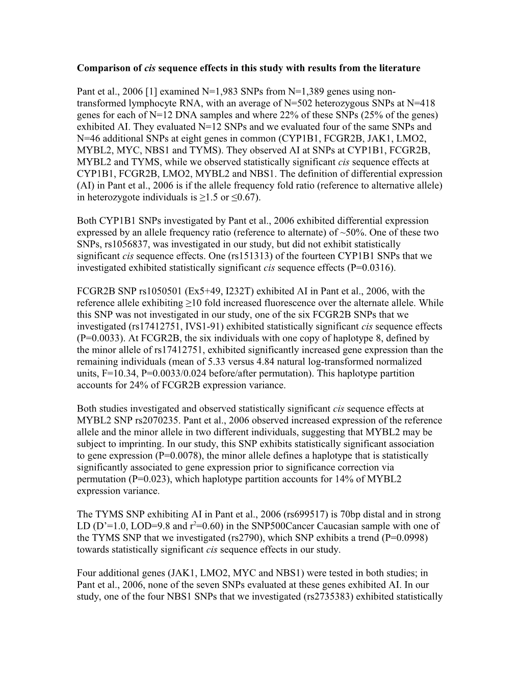 Table 4 Comparison of Cis Sequence Effects in This Study with the Literature