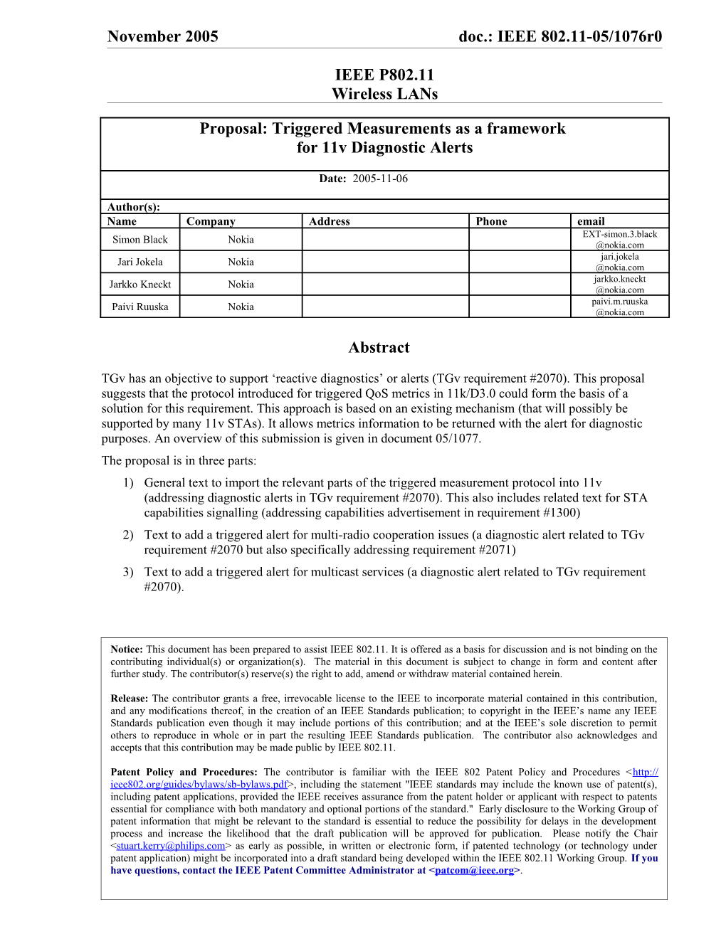 Part 1 Extension of Triggered Measurement to Management Diagnostic Alert