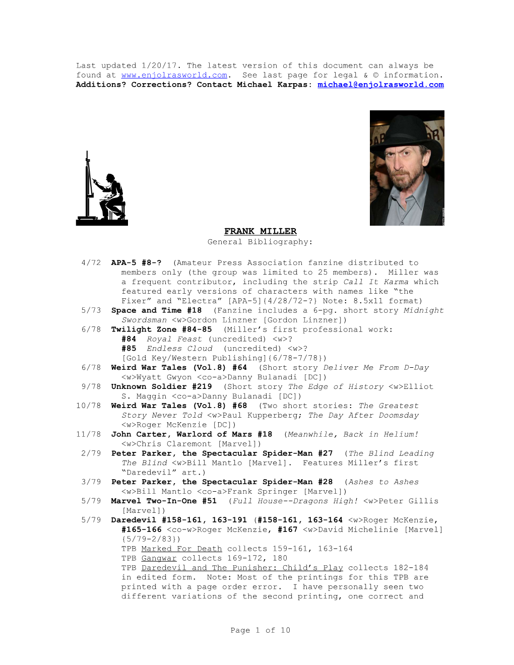 Frank Miller Bibliography