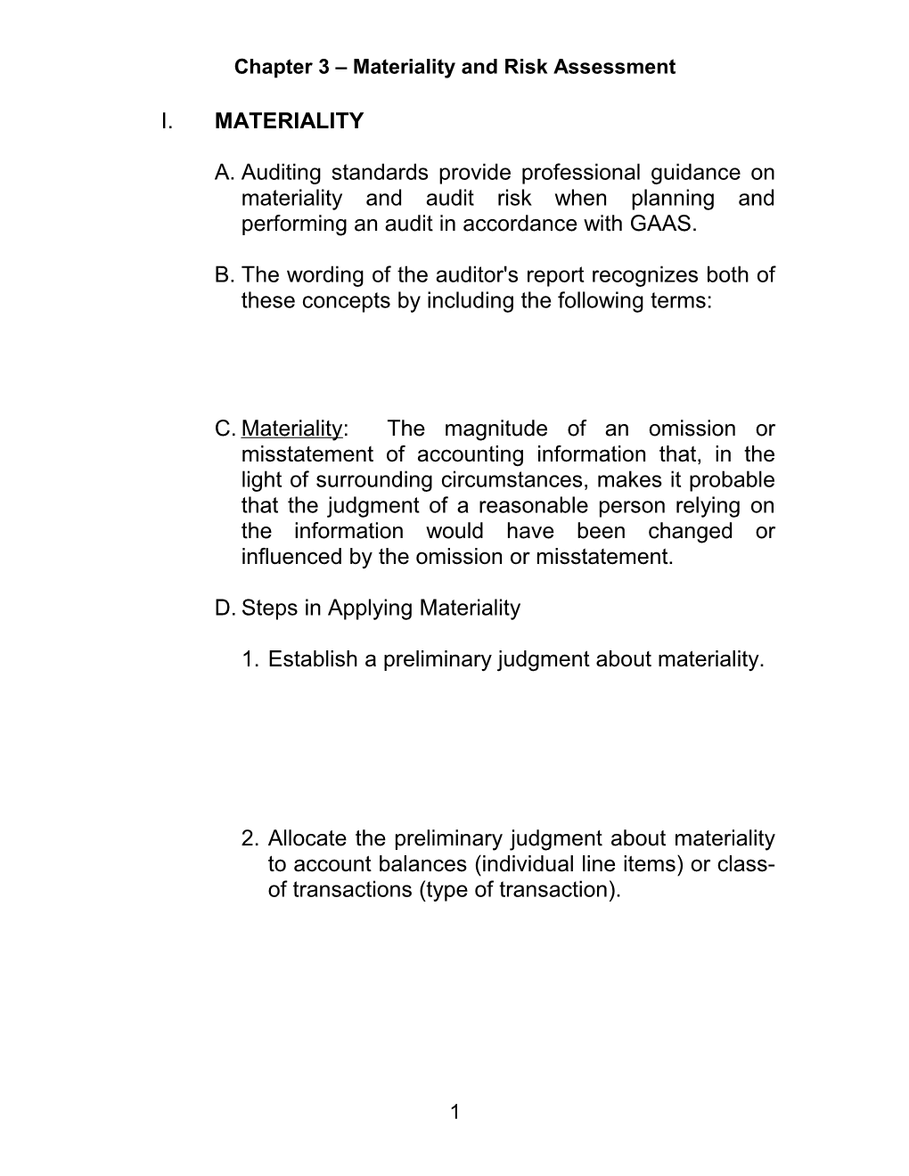 Chapter 3 Materiality and Risk Assessment