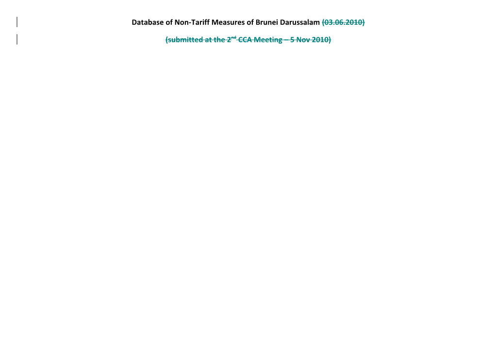 Database of Non-Tariff Measures of Brunei Darussalam (03.06.2010)