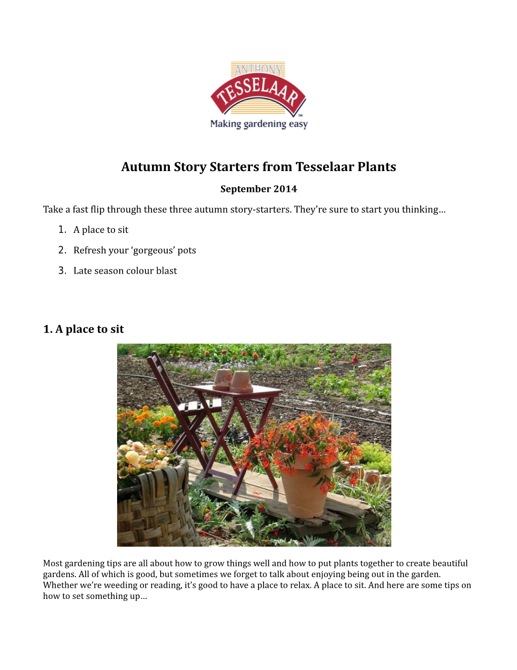 Autumn Story Starters from Tesselaar Plants