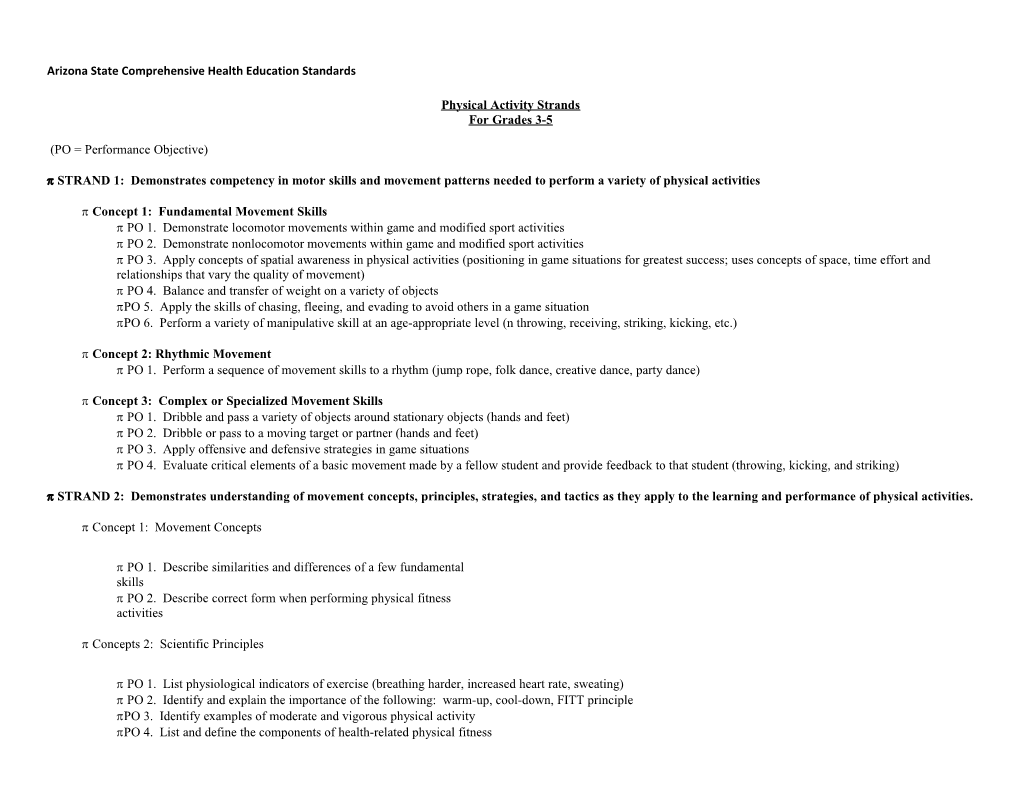 Arizona State Comprehensive Health Education Standards