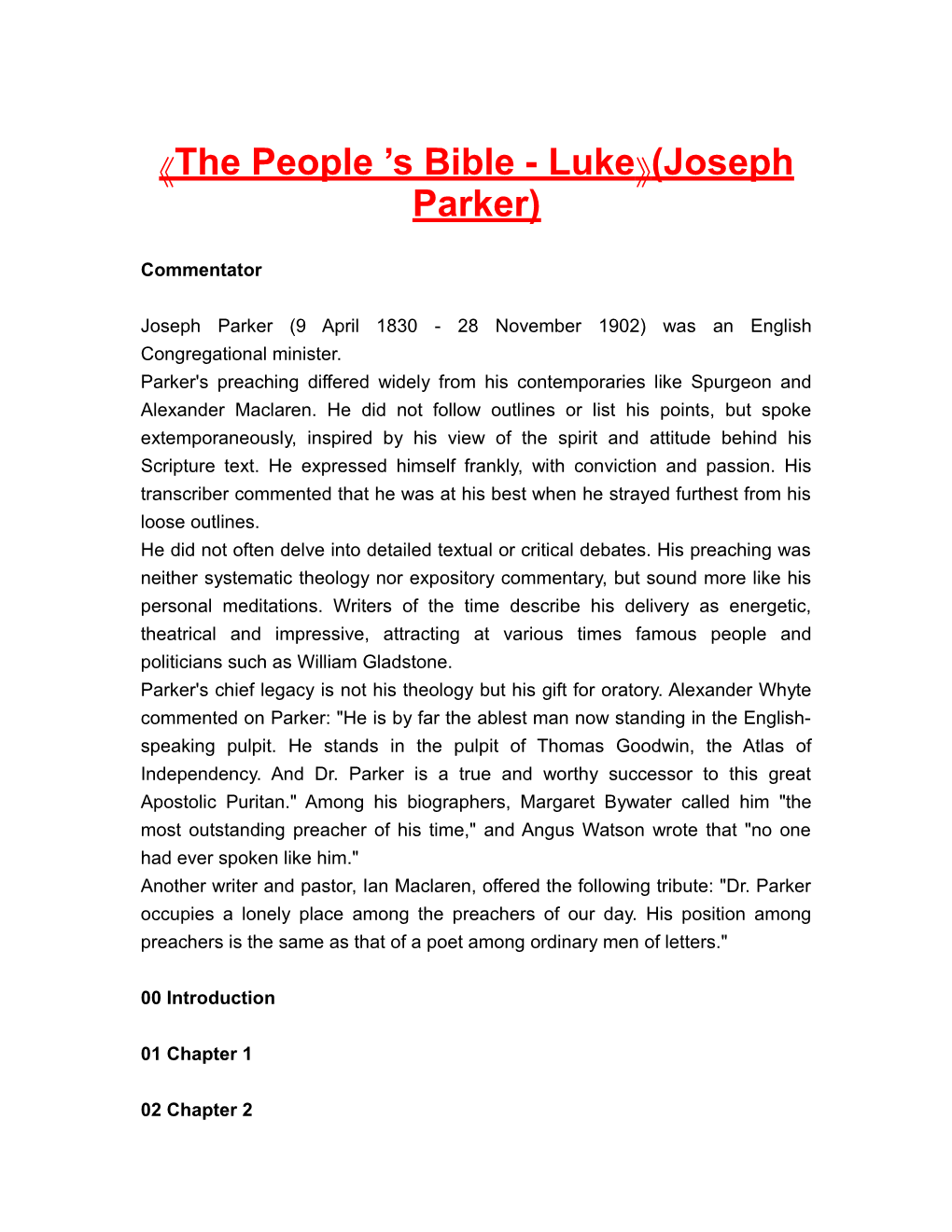 The People S Bible - Luke (Josephparker)