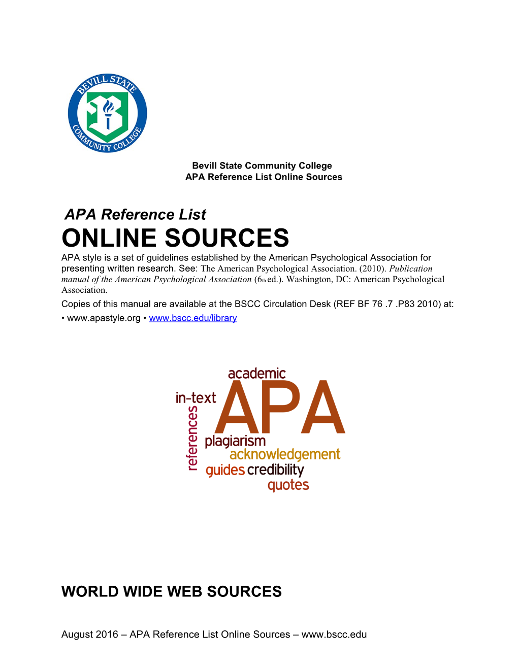 APA Reference List Online Sources