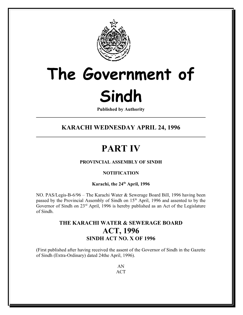 The Government of Sindh