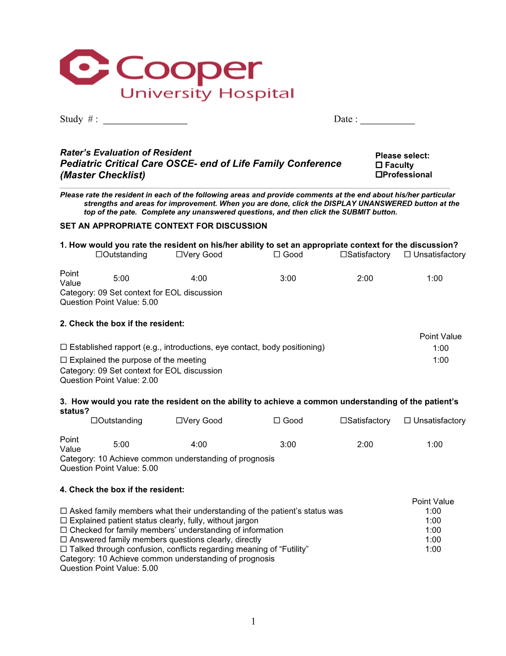 Pediatric Critical Care Evaluation of Resident