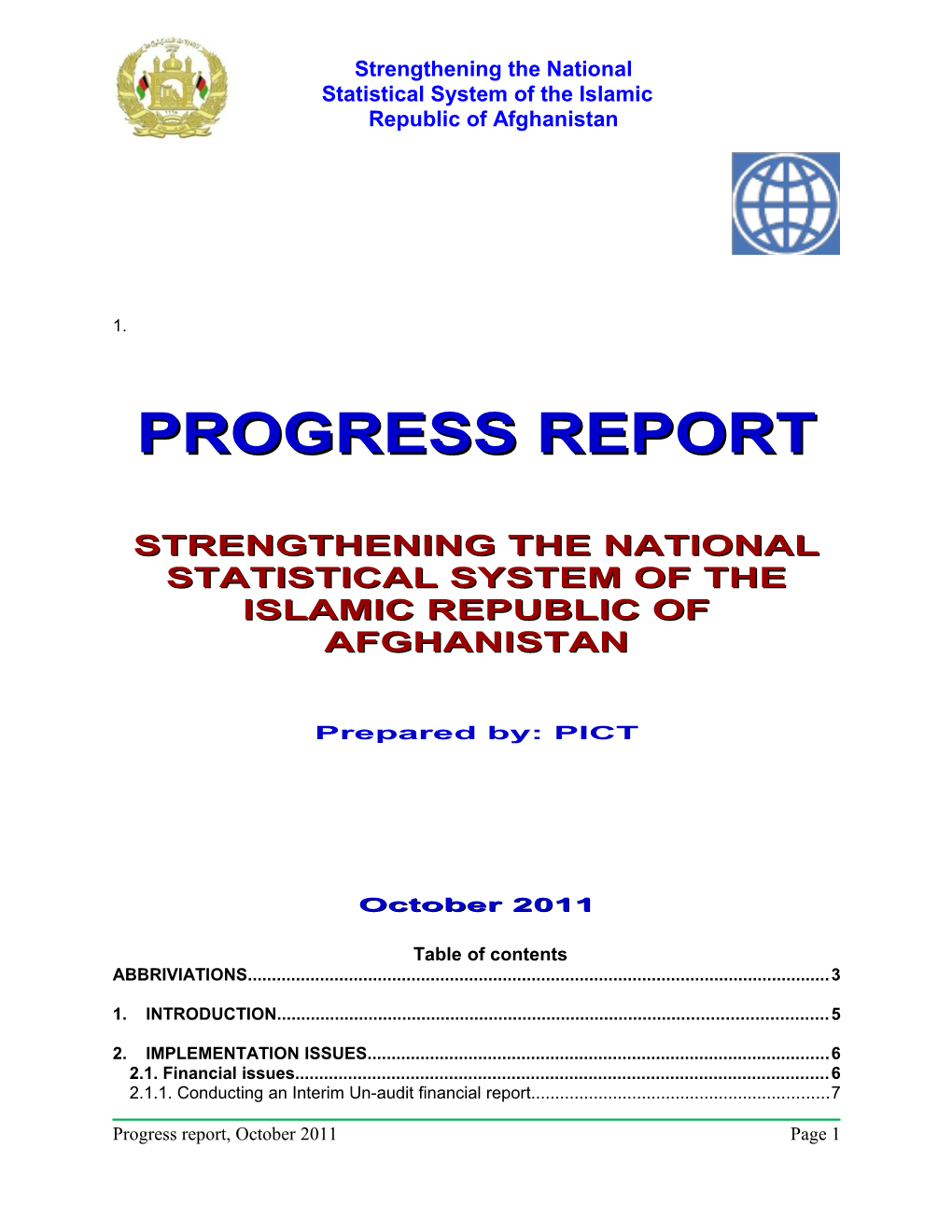 Statistical System of the Islamic Republic of Afghanistan