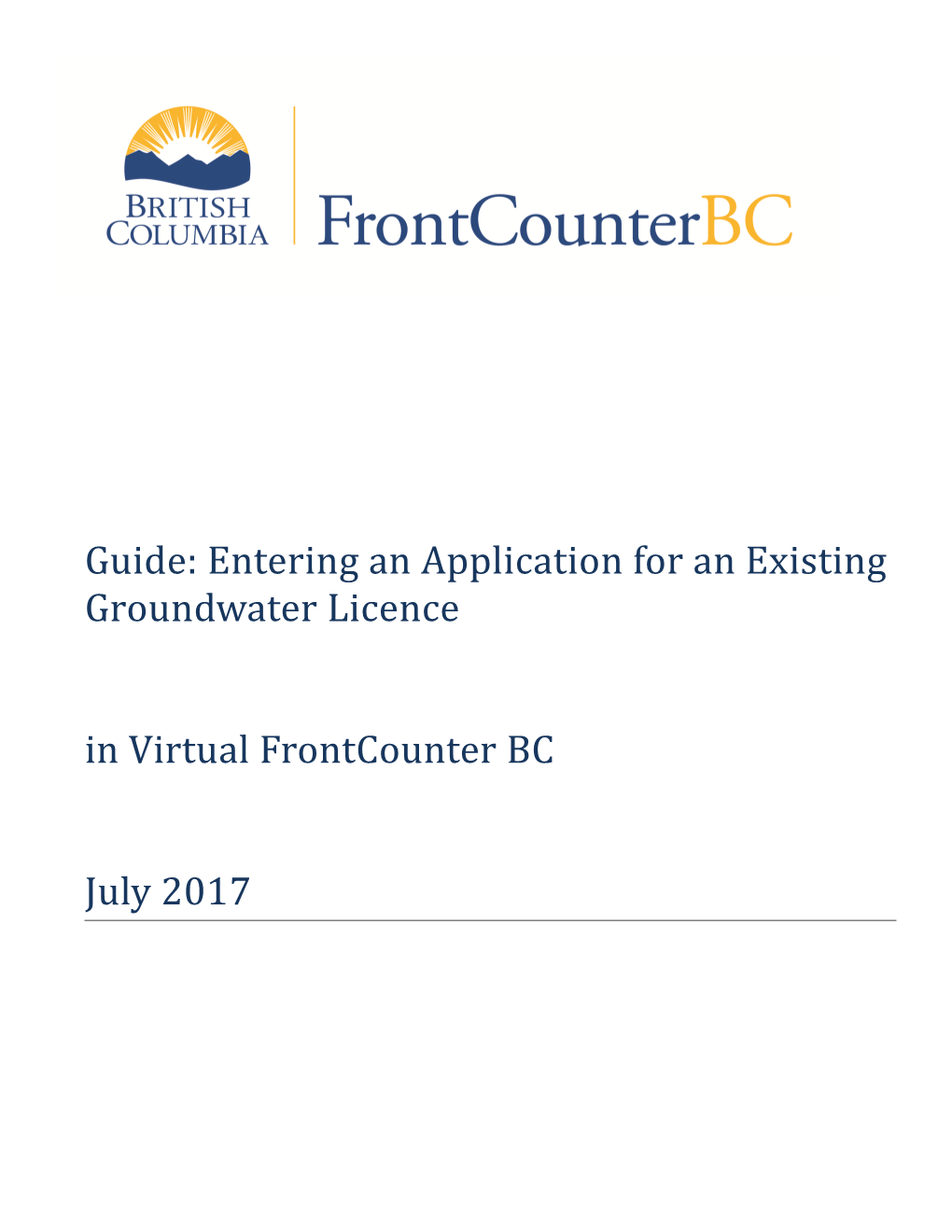 Guide: Entering an Application for an Existing Groundwater Licence