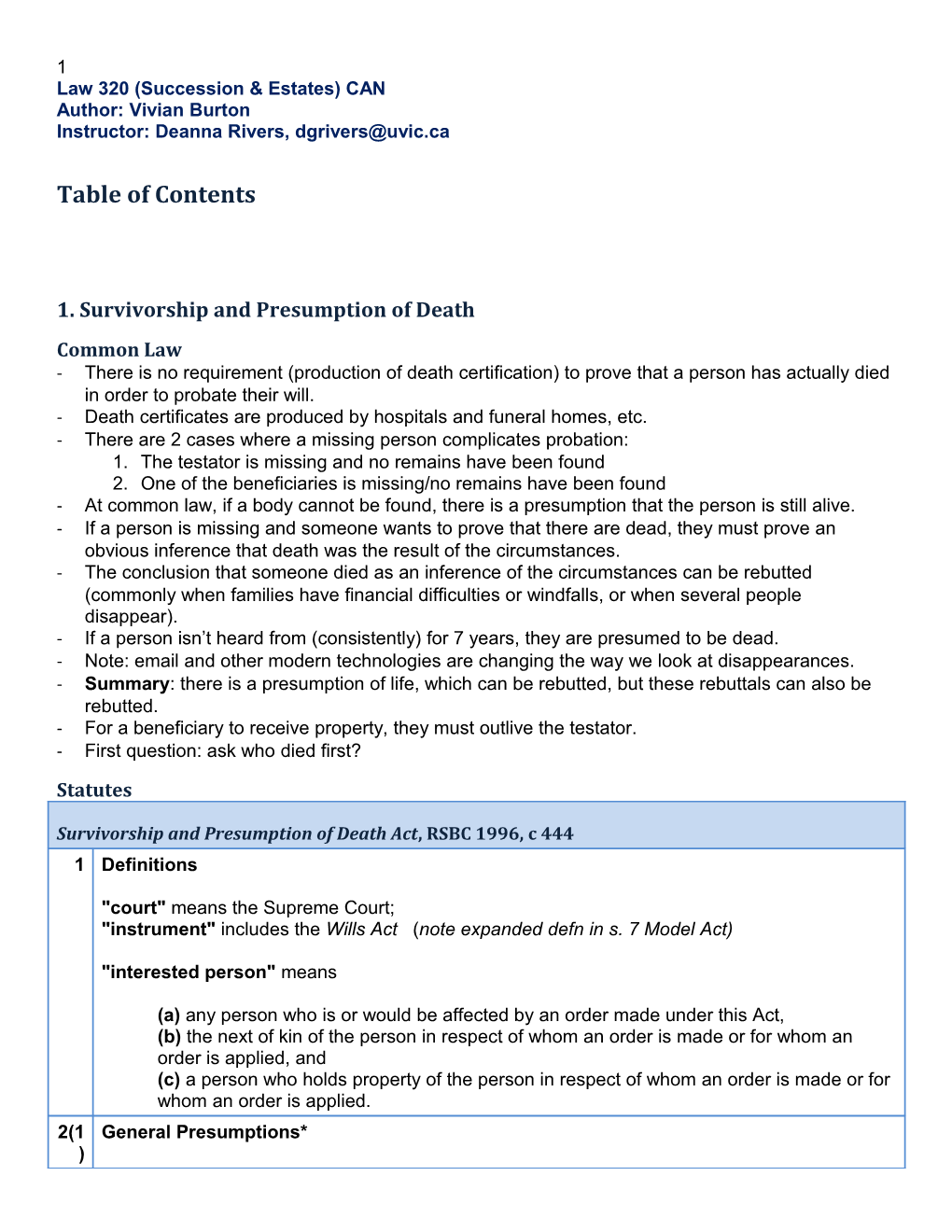 Law 320 (Succession & Estates) CAN