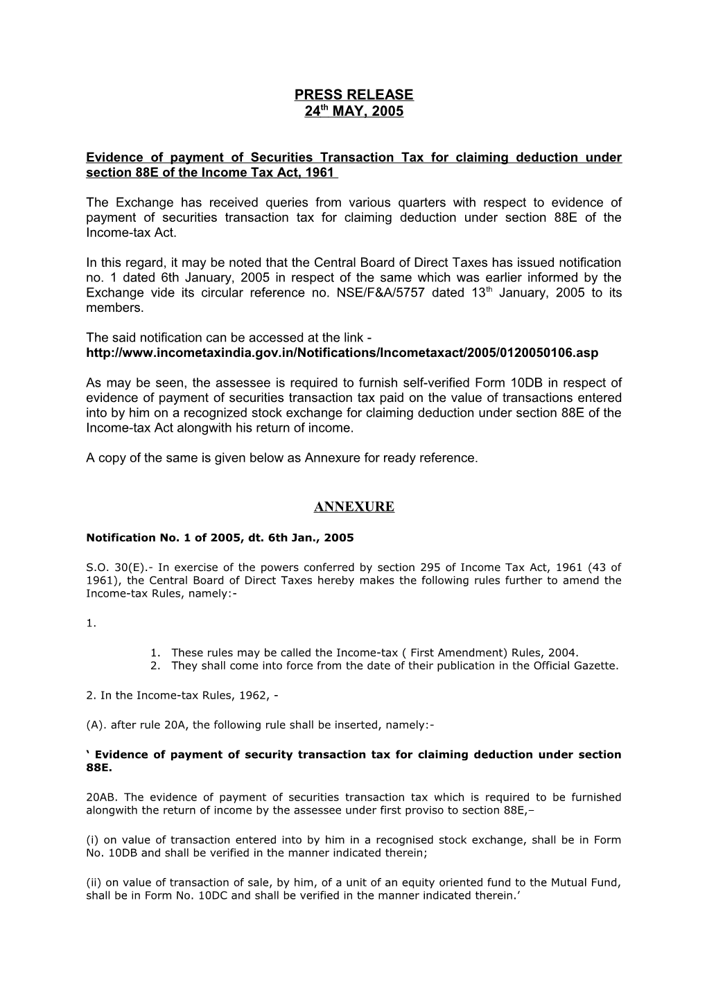 Evidence of Payment of Securities Transaction Tax for Claiming Deduction Under Section