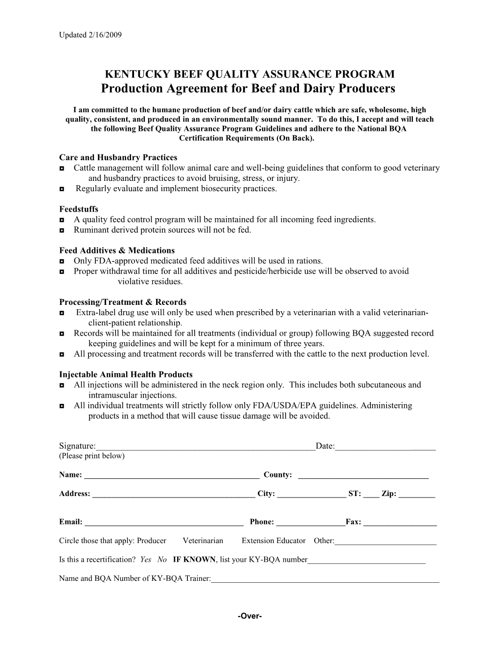 Kentucky Beef Quality Assurance Program