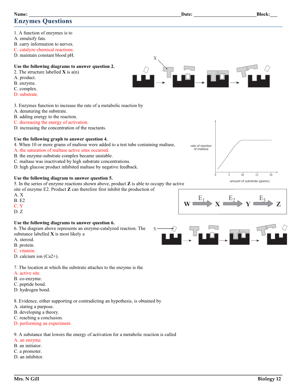 Enzymes Questions