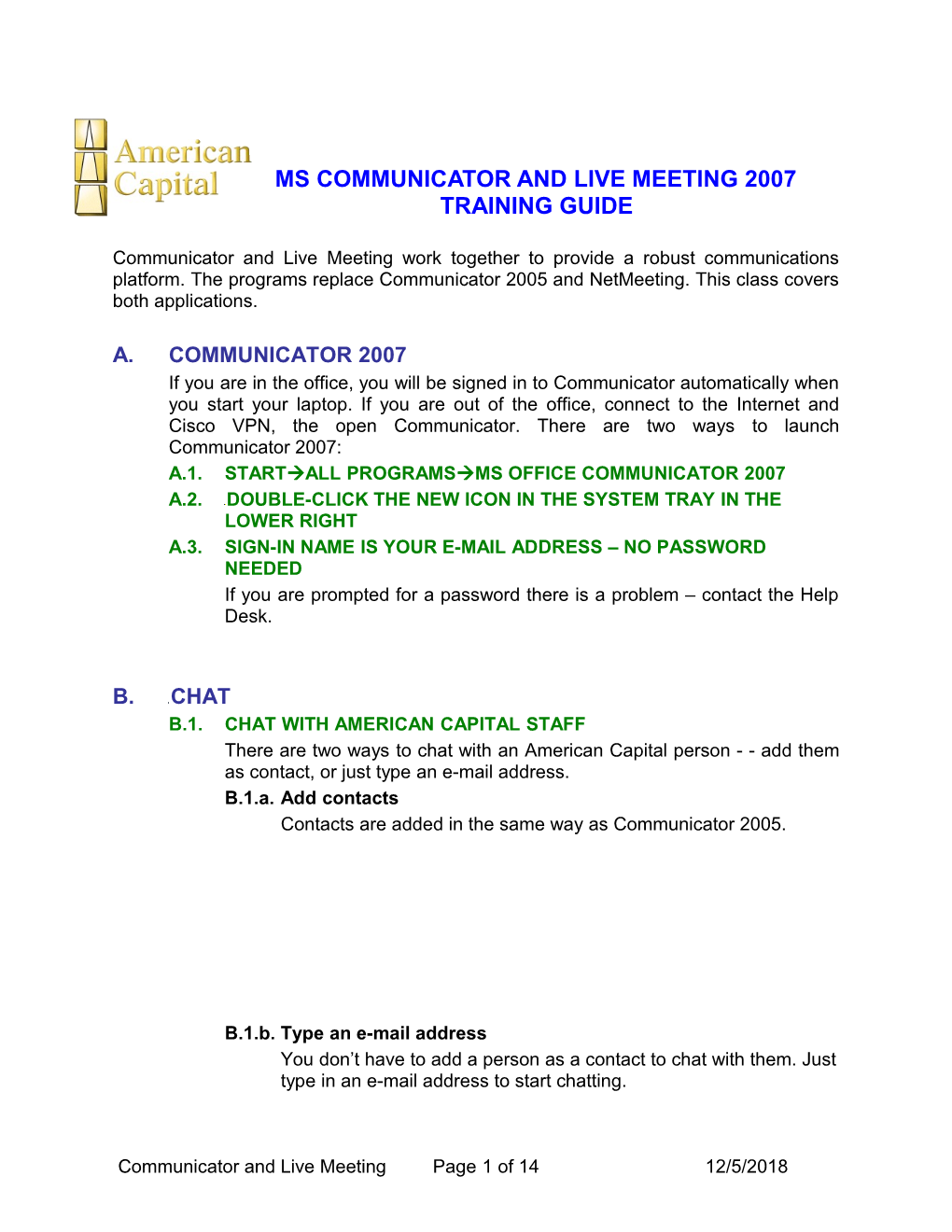 Communicator and Live Meeting Training Guide