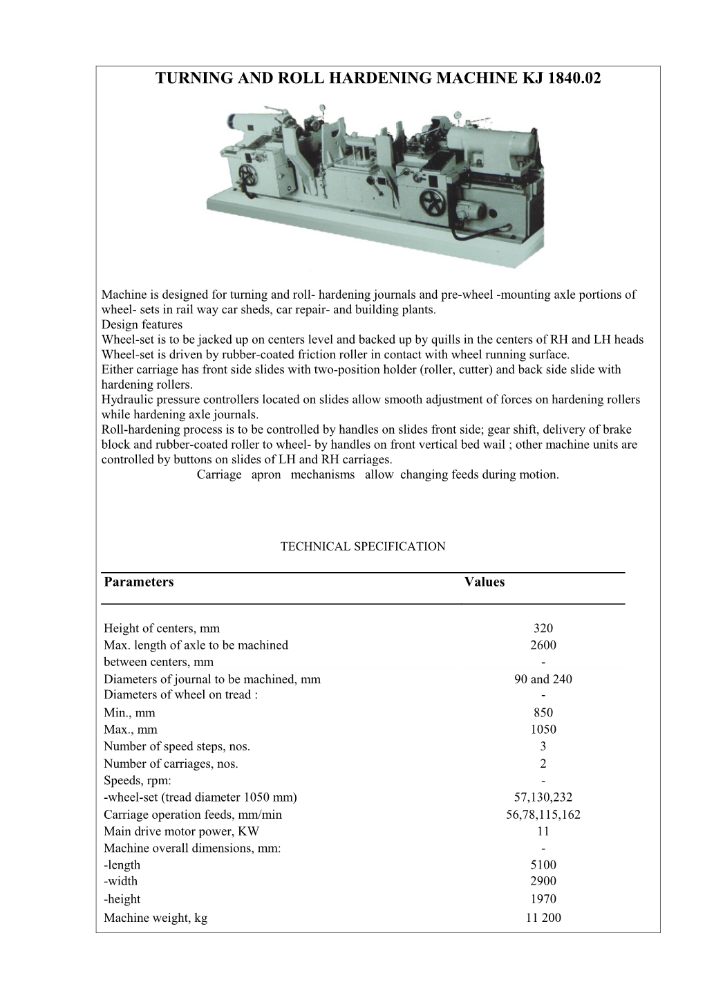 Turning and Roll Hardening Machine Kj 1840.02