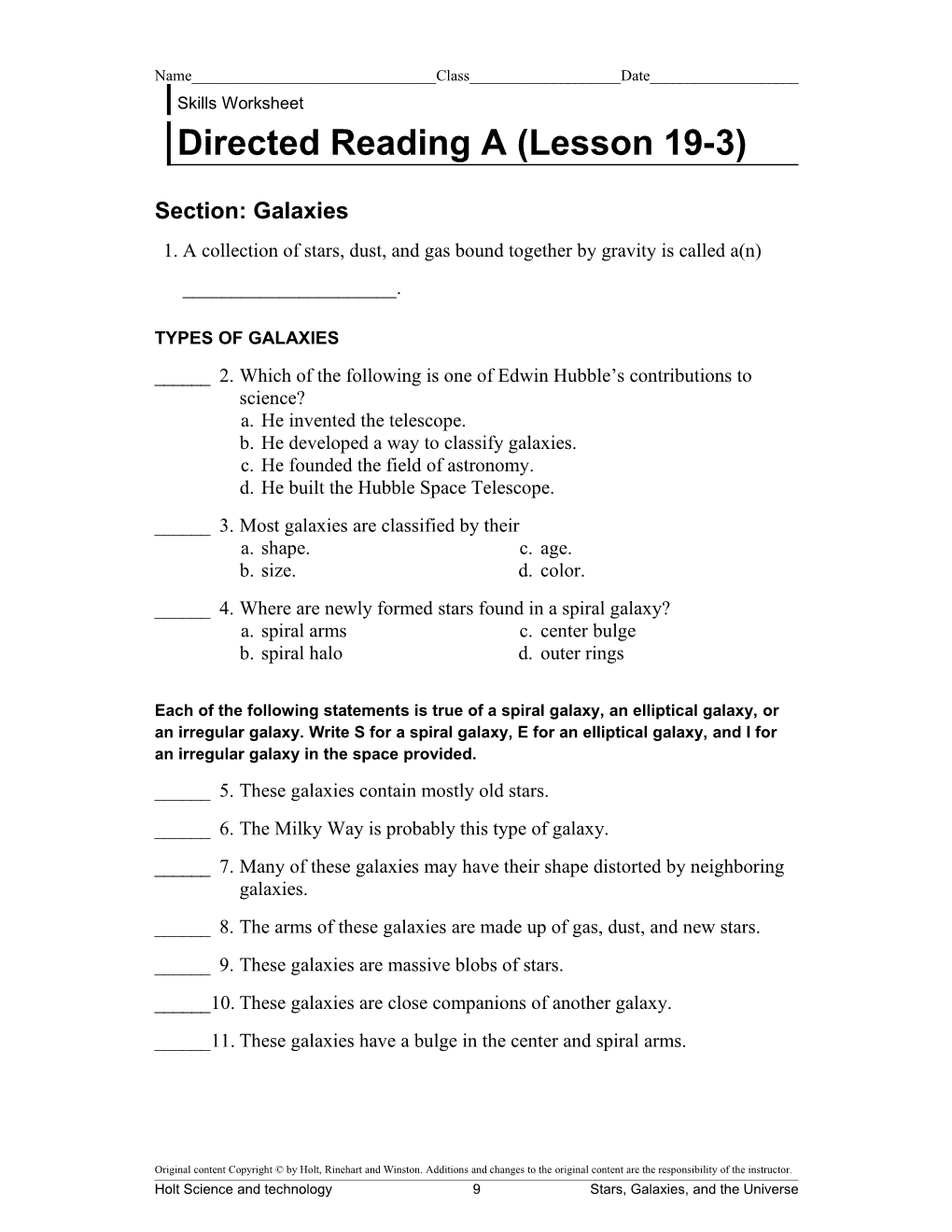 Directed Reading a (Lesson 19-3)