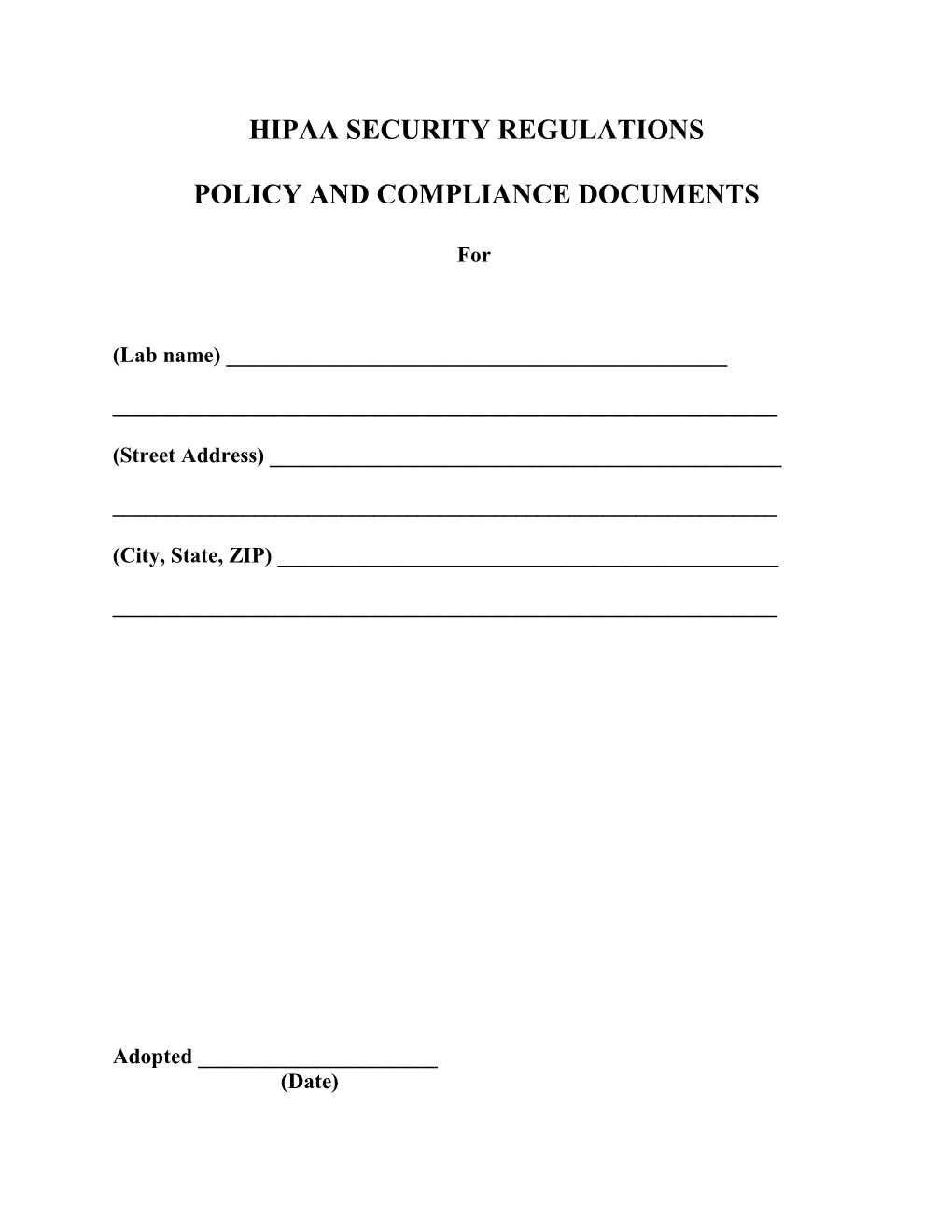 Policy and Compliance Documents