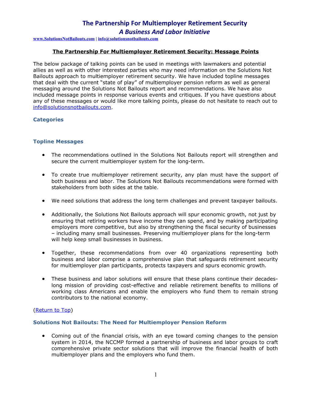 The Partnership for Multiemployer Retirement Security