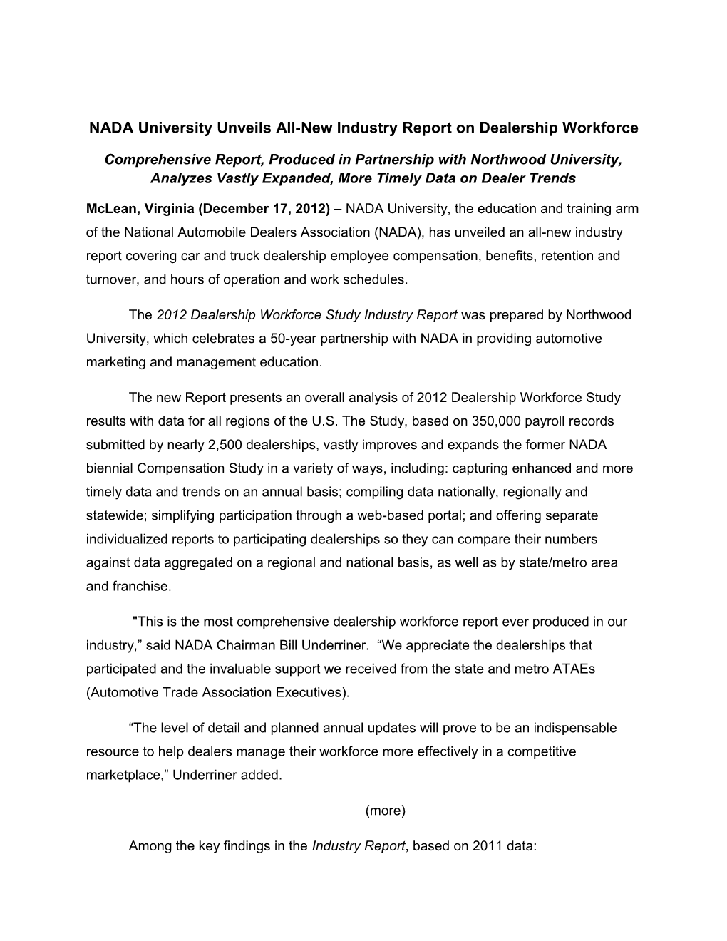 NADA University Unveils All-New Industry Report on Dealership Workforce