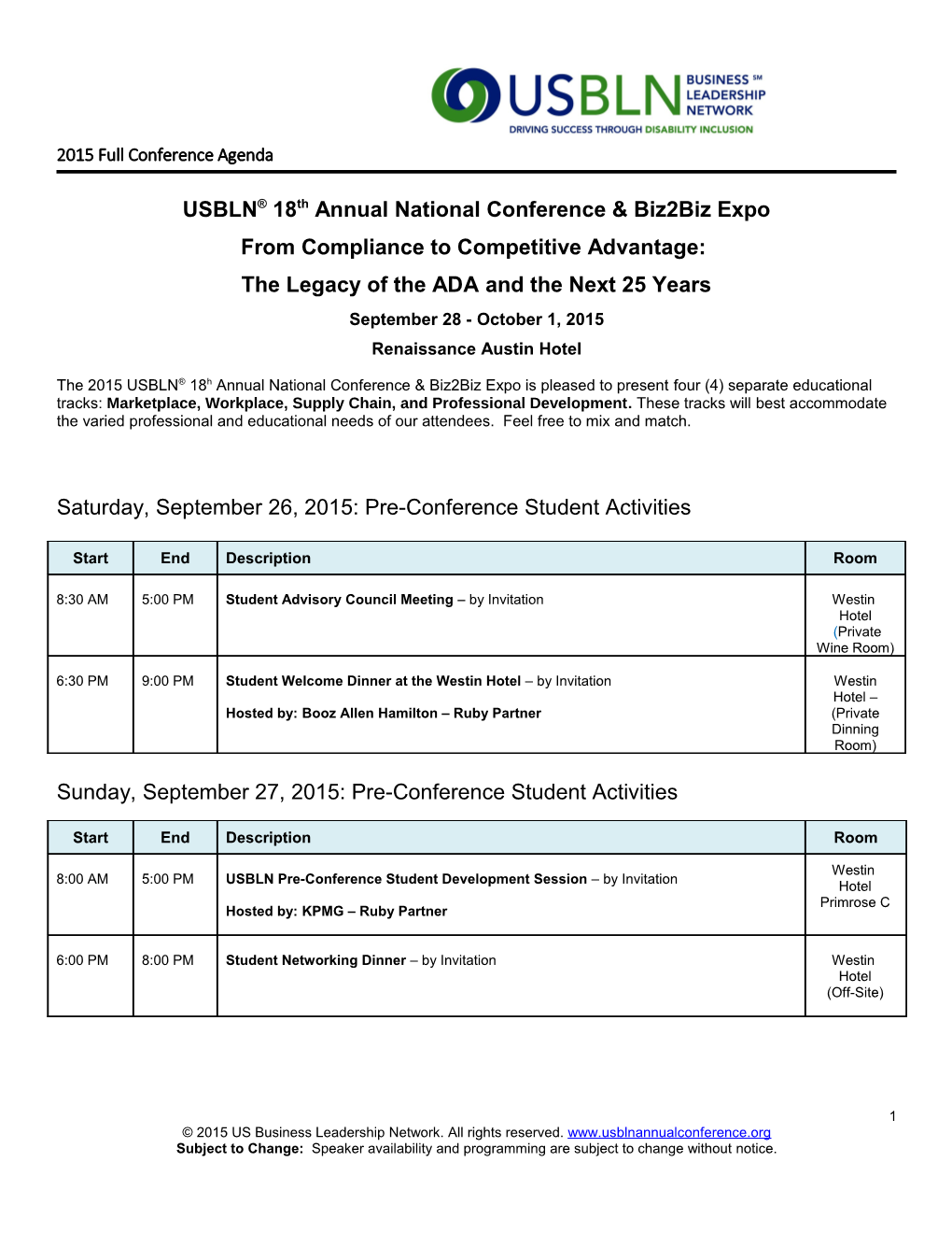 USBLN 18Th Annual National Conference & Biz2biz Expo
