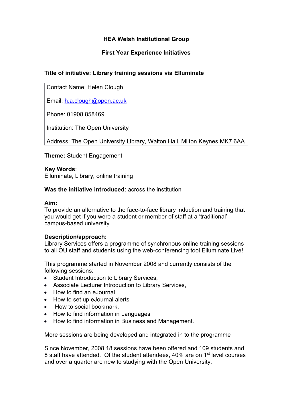 Welsh Assessment Project 2007