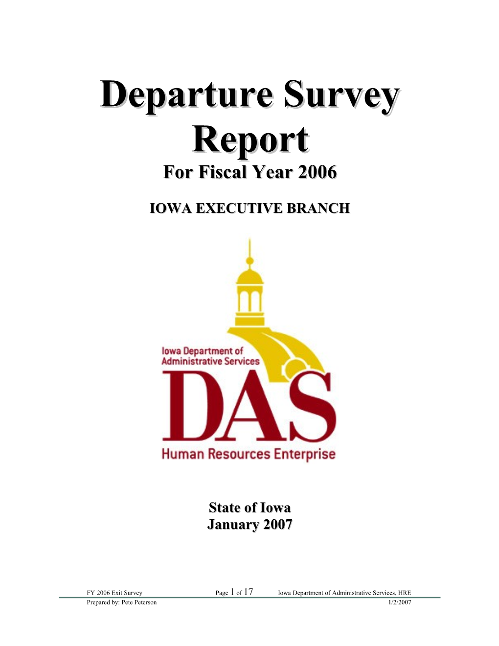 Departure Survey Report