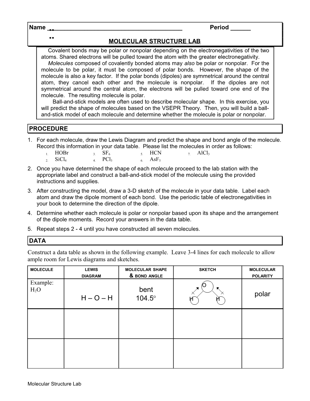 Molecular Structure Lab