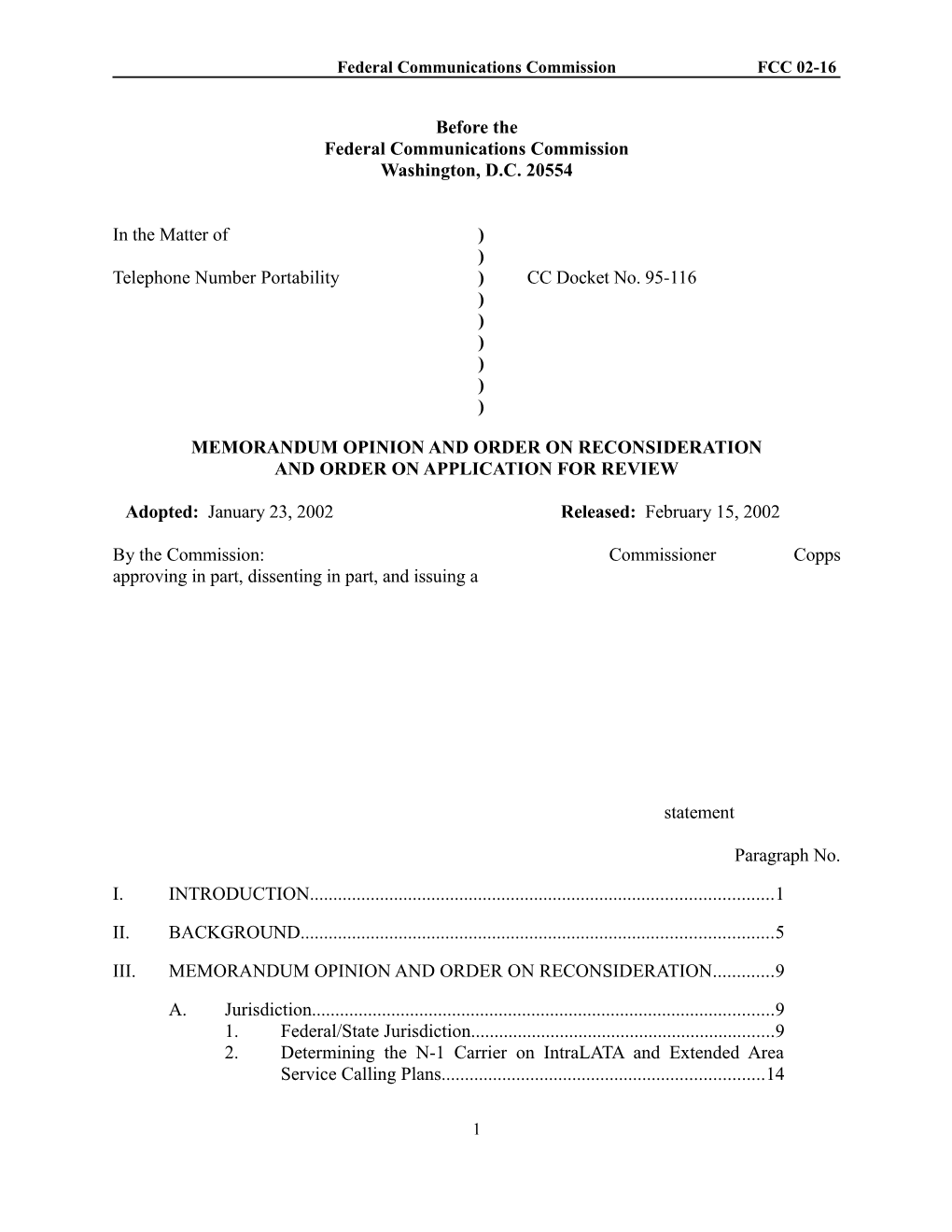 Federal Communications Commissionfcc 02-16