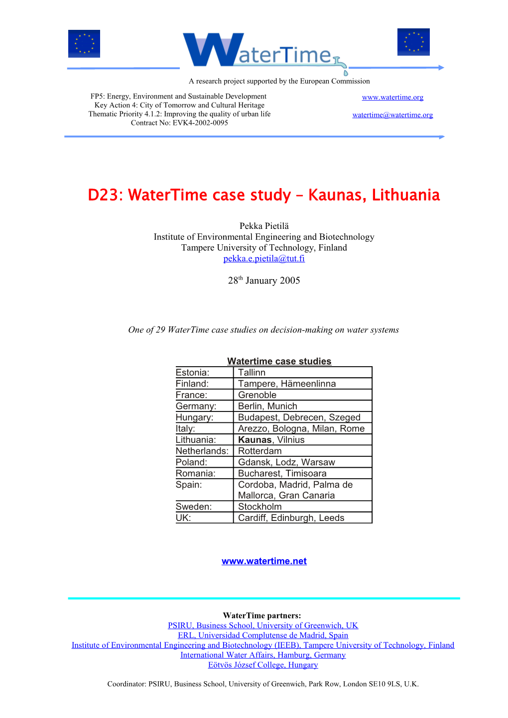 D23: Watertime Case Study Kaunas, Lithuania