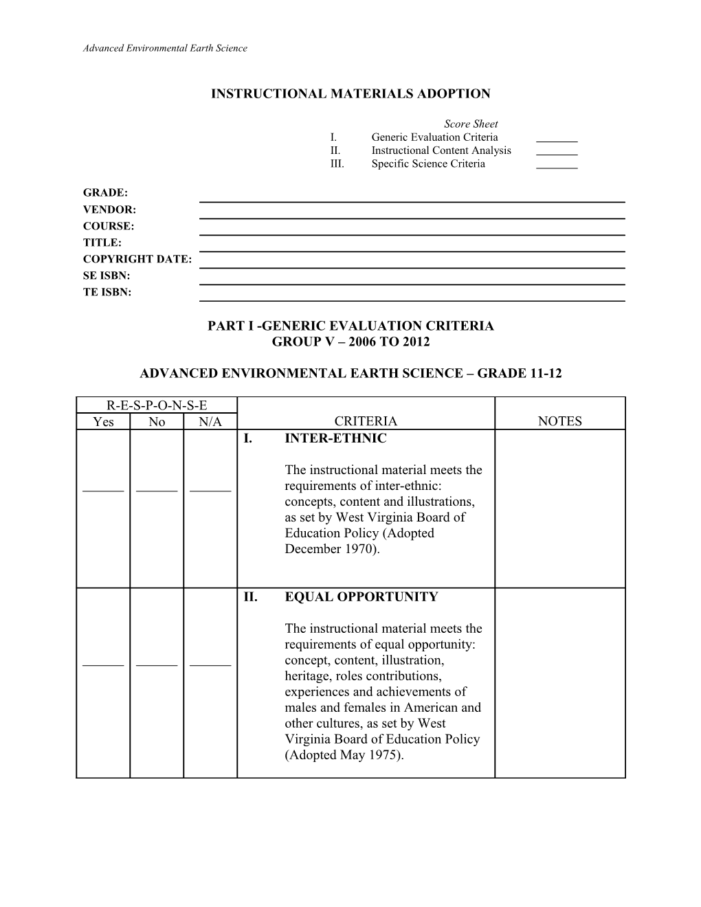 Advanced Environmental Earth Science